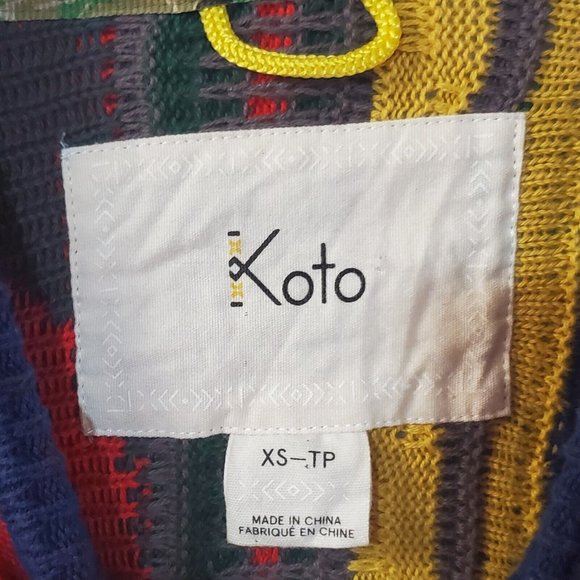 Men’s Koto Urban Outfitters Coogie Type Textured Knit Sweater Size XS Red Blue - Picture 2 of 14